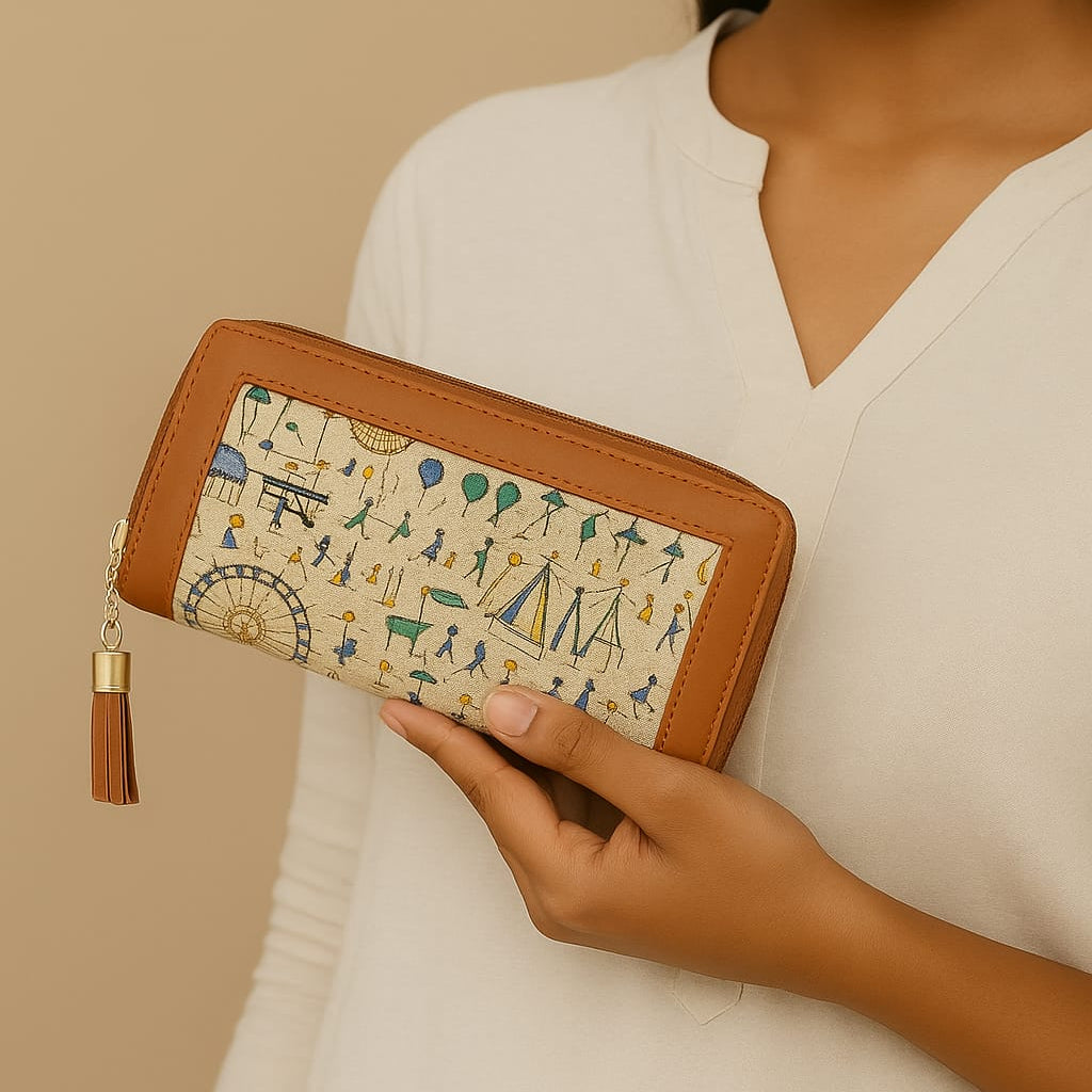Adiva Warli Print Wallet